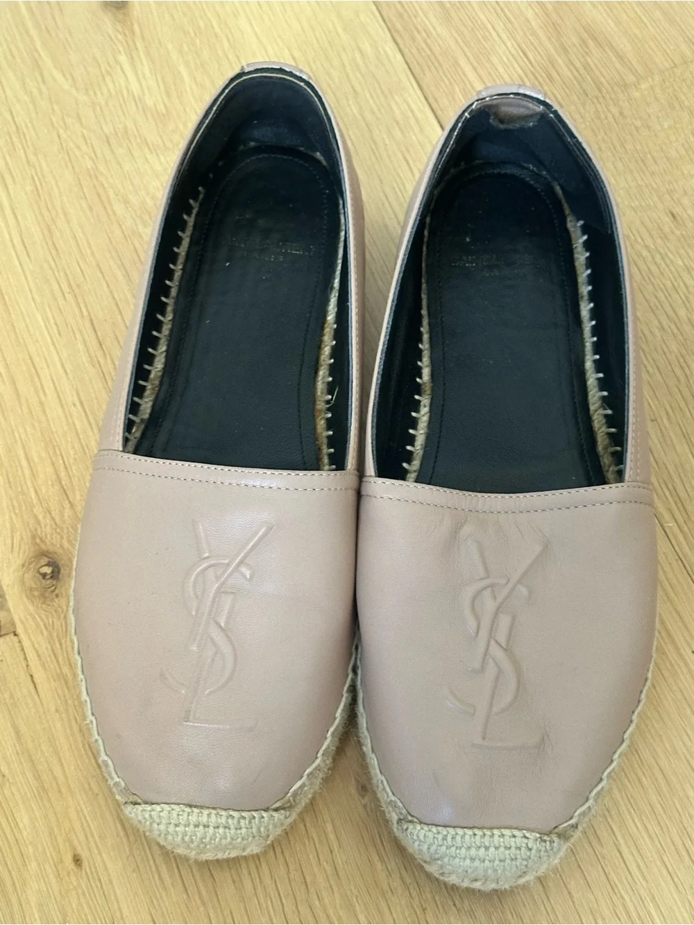 Saint Laurent Blush Pink Leather Espadrilles